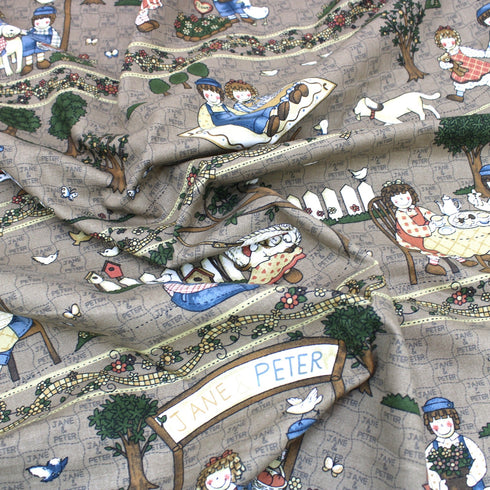 3 Metres, Cotton Canvas, 'Jane & Peter' - 55" Wide